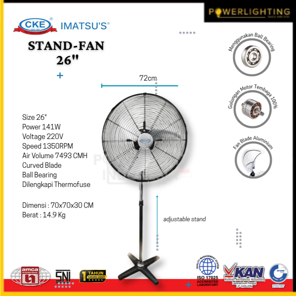 IMATSU Misty  Kipas Angin Berdiri Stand Fan IMATSU 26 Inch / 30 Inch – Daya Kuat, Putaran Kencang, B