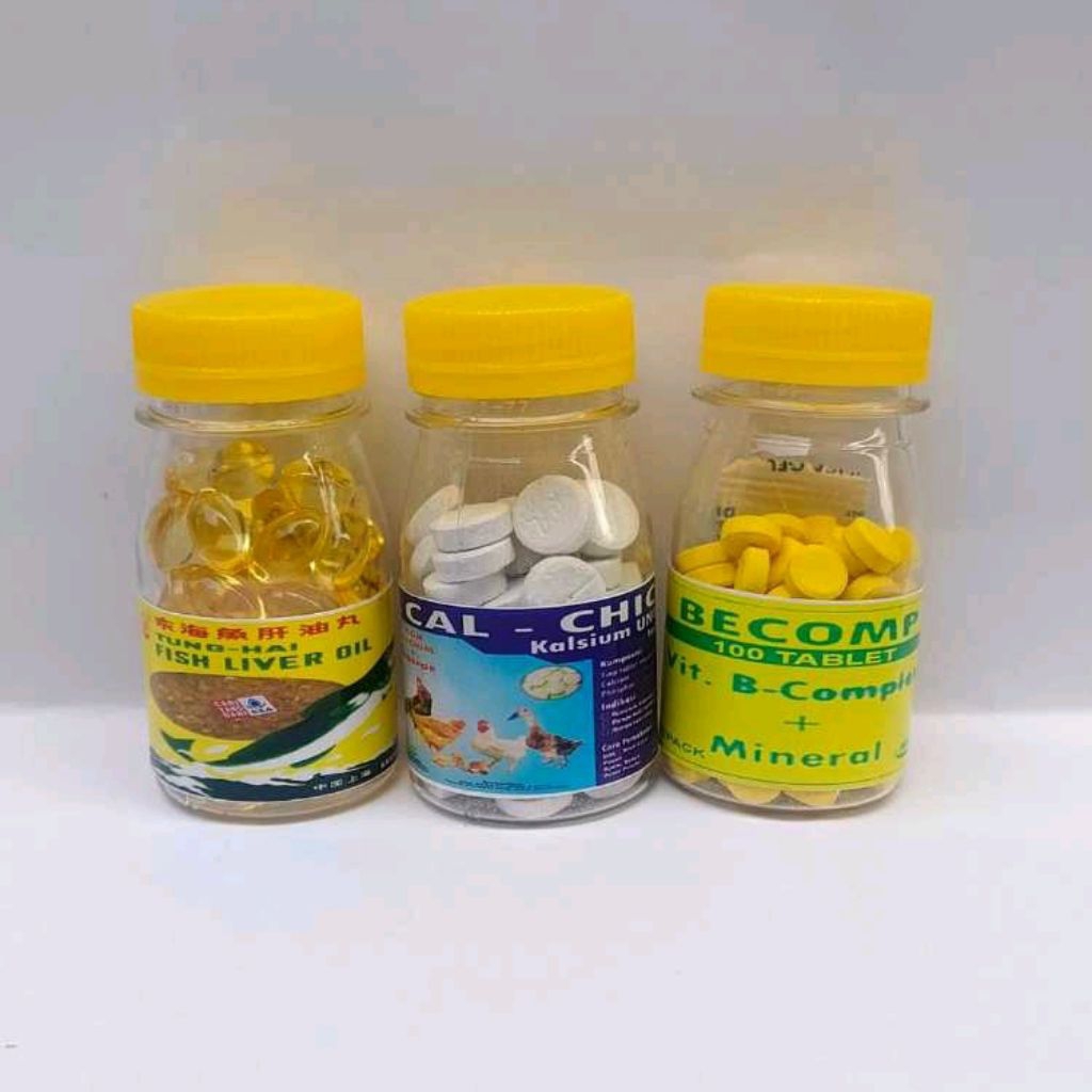 MINYAK IKAN TUNG HAI SSA CALSIUM CAL CHICK BECOMP VITAMIN MAKANAN PELIHARAAN satu perbotol