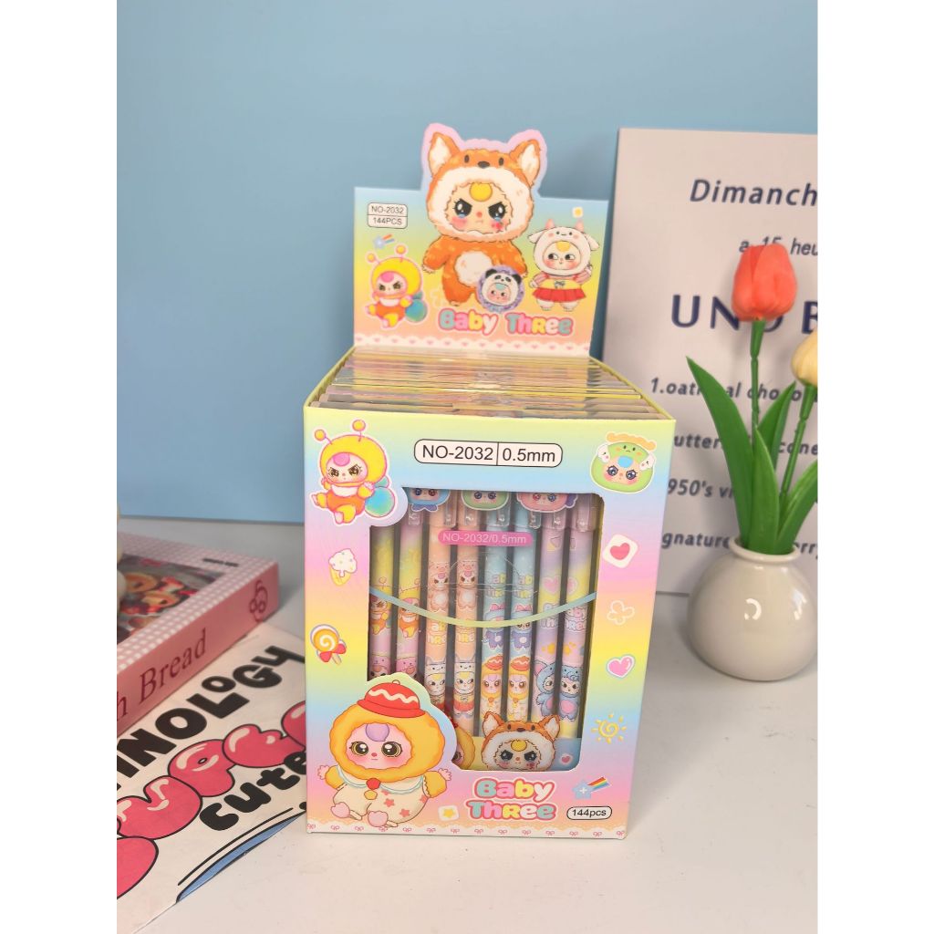 

{Baby Three} Pen Gel Akrilik Bisa Dihapus (12 pcs) Lucu & Imut Baby Three No. 2032 by Kakabicam