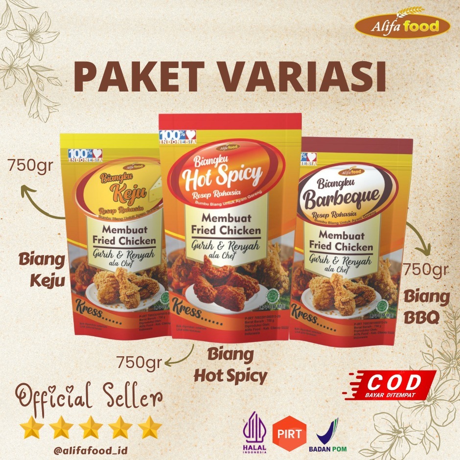 

ALIFA FOOD-Bumbu Biang Varian Rasa, Biang Barbeque, Biang Keju, Biang Hot Spicy, 750gr