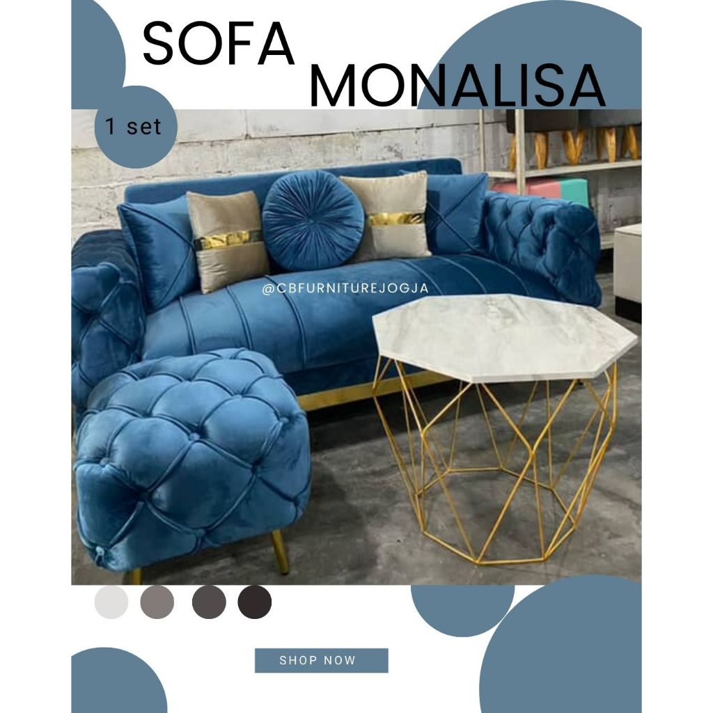 SOFA 4 SEATER MONALISA 1 SET / SOFA 1 SET / SOFA RUANG TAMU / SOFA MINIMALIS / SOFA BLUDRU