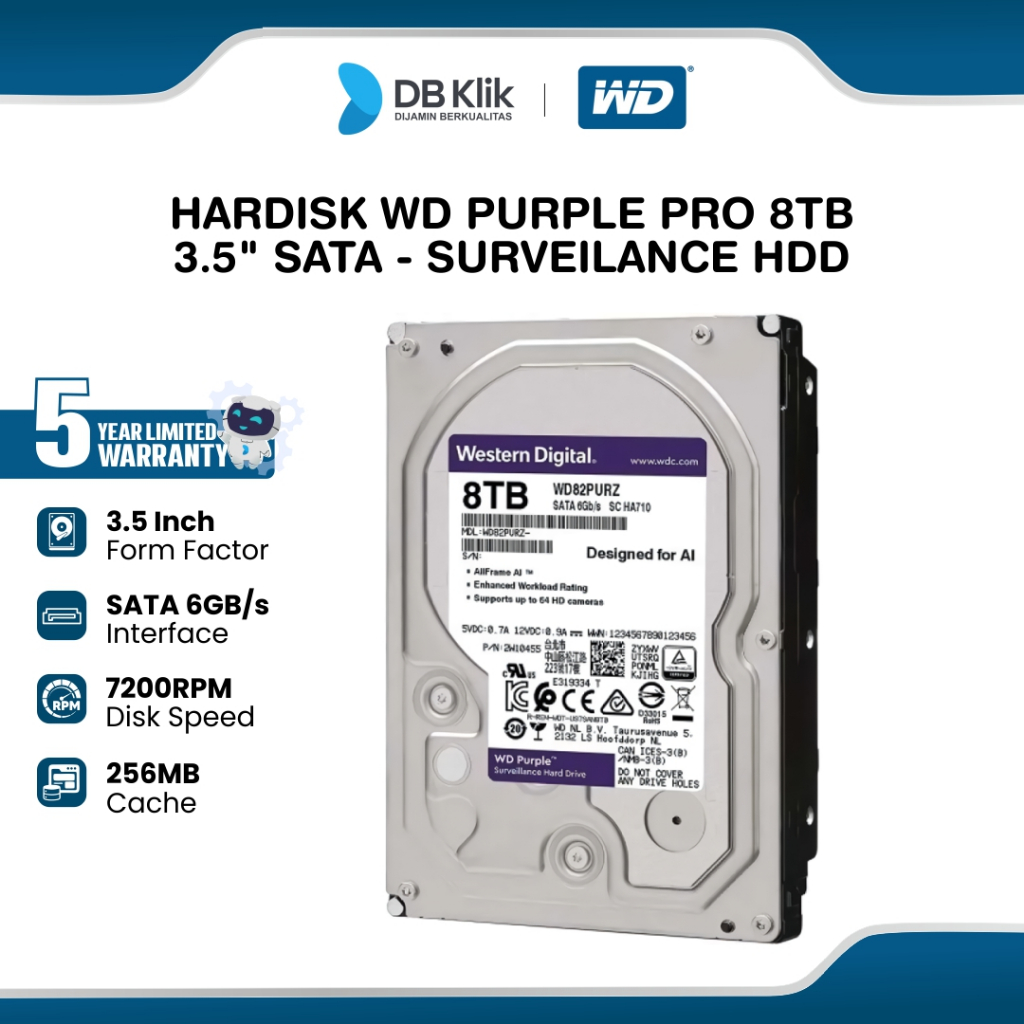 WD Purple Hardisk Surveillance 8TB SATA