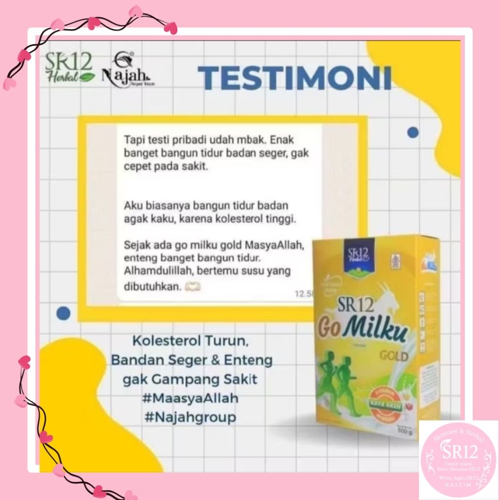 

Asam urat, nyeri sendi, kolestrol, darah Tinggi dan kesehatan lainnya minum gomilku gold SR12