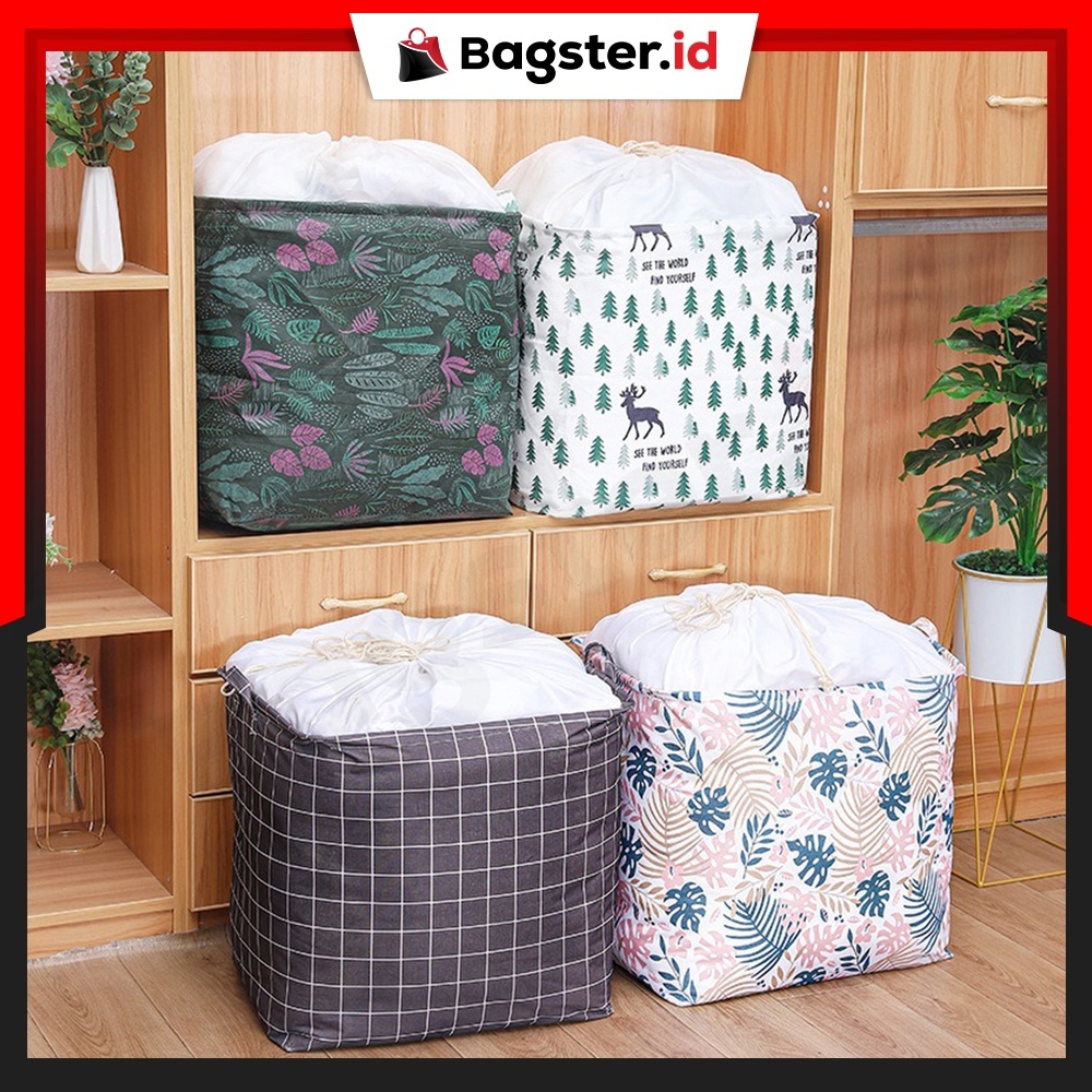 Clothing Box Serut Jumbo Kotak Penyimpanan Pakaian Selimut Jilbab Laundry Bag Basket Organizer