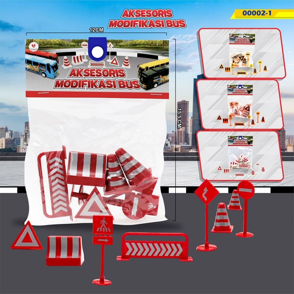 Aksesoris rambu mainan modifikasi miniatur bus RKC menghias diorama -1