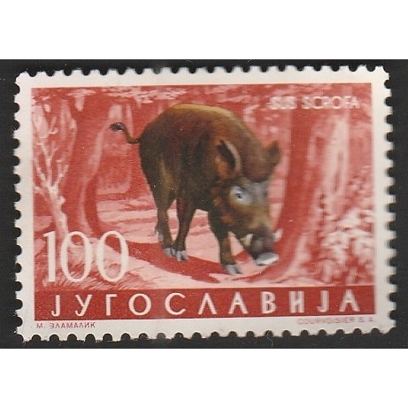 

a 11972 SATU BUAH PRANGKO JUGOSLAVIJA NOMINAL 100 DINARA TEMA SATWA BABI RUSA DENGAN KONDISI BELUM ADA CAP