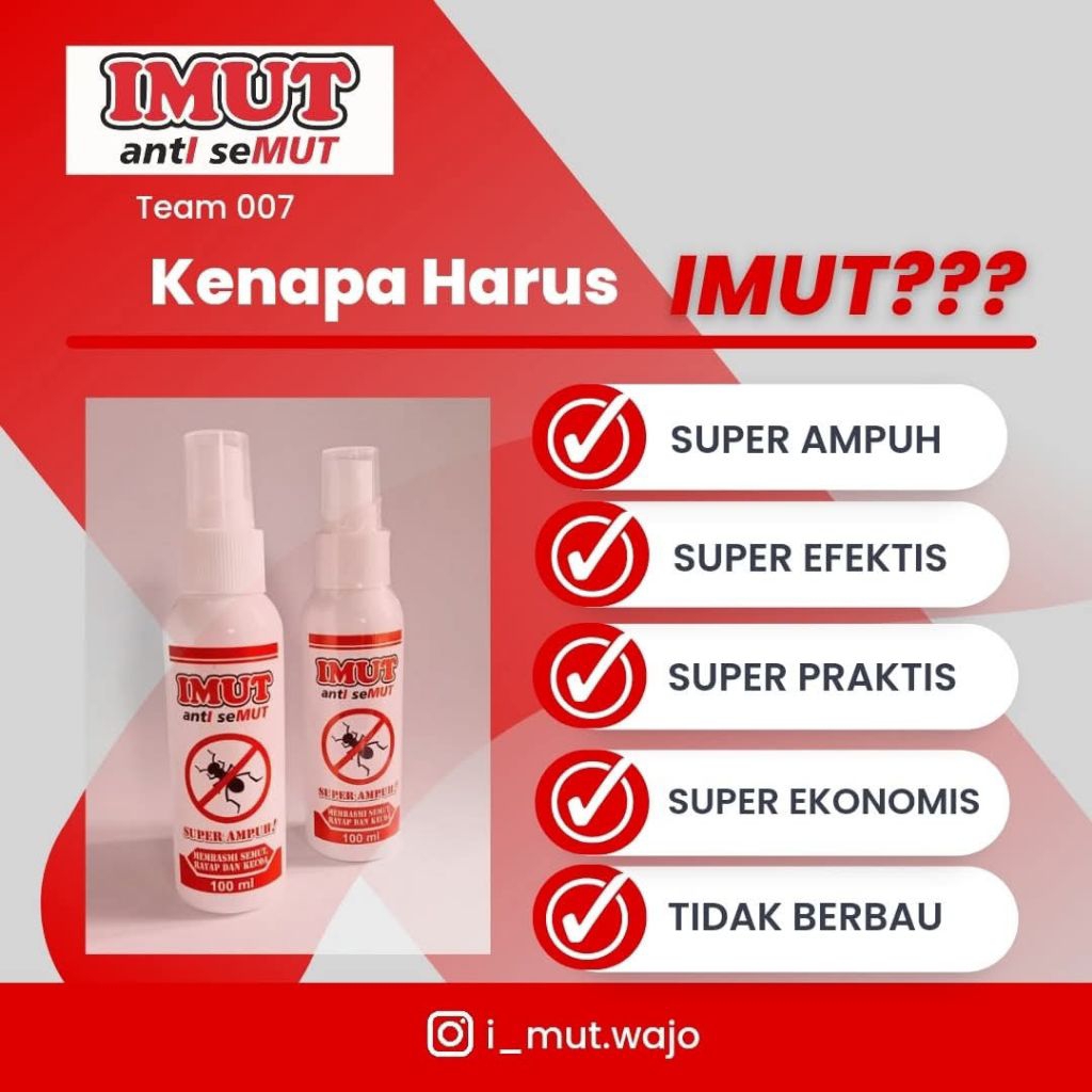 iMUT (ANTI SEMUT) 100ml Spray Pembasmi Semut Semprotan Pembunuh Semut Dijamin Ampuh star + DEE ANTI 