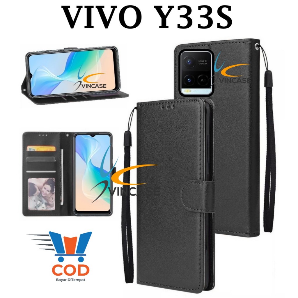 VIVO Y33S FLIP LEATHER CASE PREMIUM - FLIP WALLET CASE KULIT UNTUK VIVO Y33S - CASING DOMPET | FLIP 