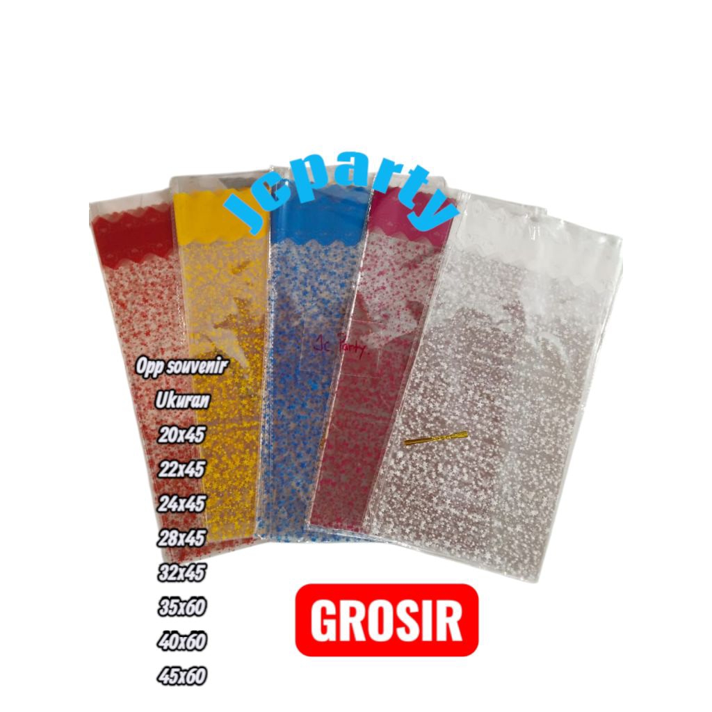 

(Grosir 50pack) Opp souvenir 20×45 22×45 28×45 32×45 35×60 40×60 45×60 / Plastik Souvenir / Plastik Ulang Tahun / Plastik Bingkisan Souvenir / Plastik Parcel
