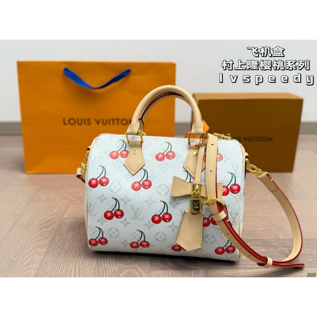 The new L and Takashi Murakami Cherry Collection features a stylish and versatile Speedy pillow bag.