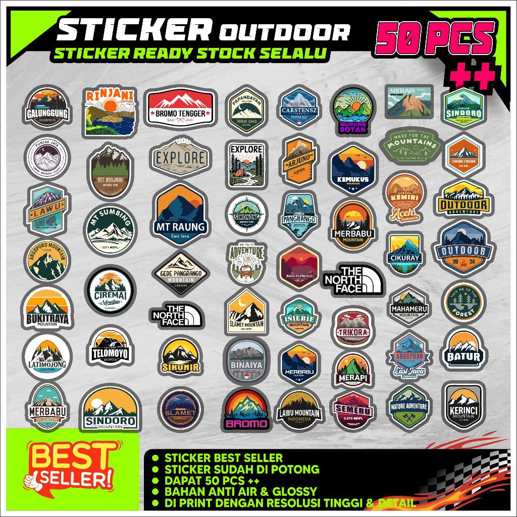 

Sticker Outdoor Pendaki naik gunung 50 picis sudah cutting & anti air