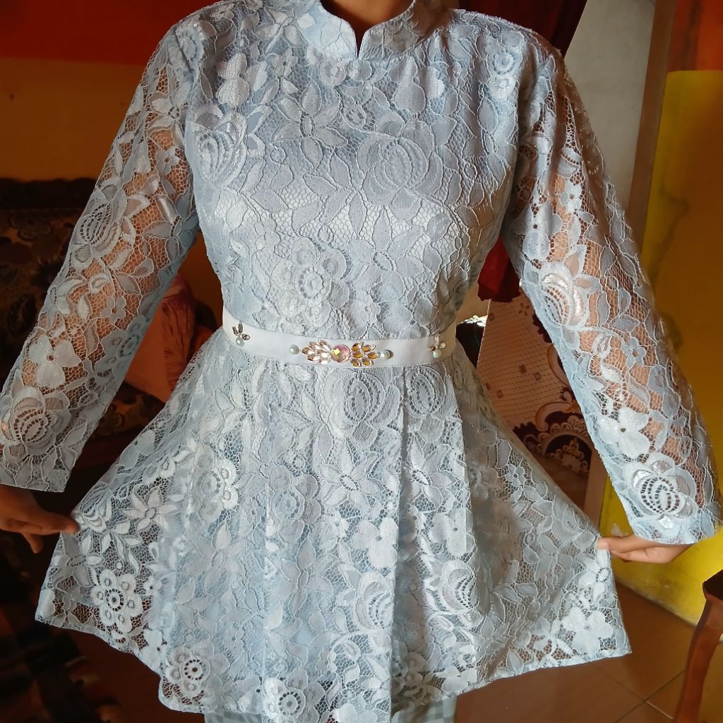 KEBAYA WANITA BROKAT (biru muda) - baca deskripsi