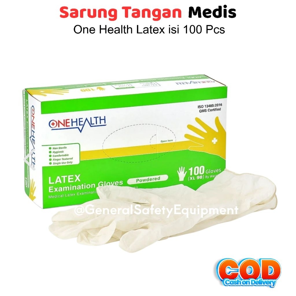 ( COD) 100 Pcs Sarung Tangan Medis Latex Onehealth Murah / Sarung Tangan Onehealt Latex Isi 100 Pcs