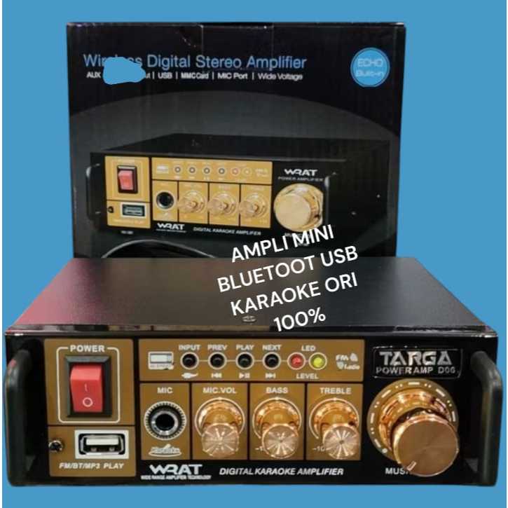 B06AMPLI MINI BLUETOOTH ORI 100% TARGA TOA POWER AMPLIFIER KARAOKE MOBIL RUMAH UTPUT USB SD CARD AC