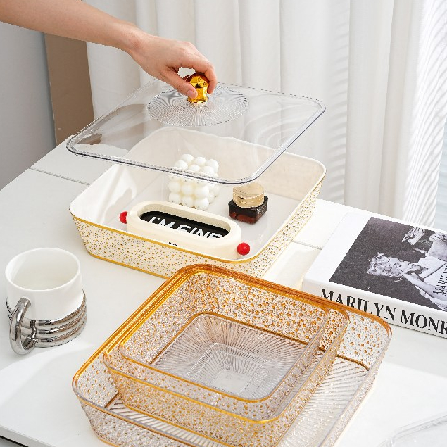 Nampan Emas Cantik - Nampan Emas Serbaguna Nampan Persegi Putih Murni