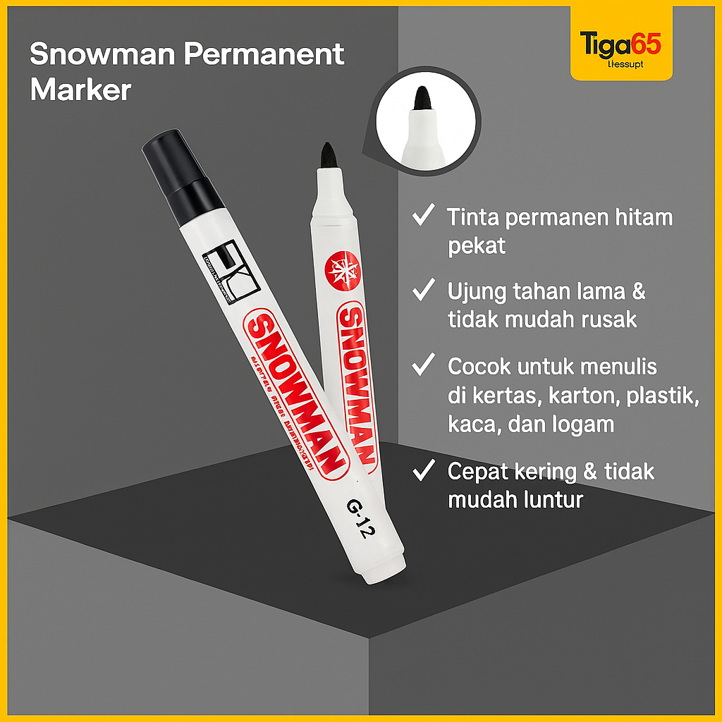 

Spidol Permanen Snowman 1 PCS / Spidol Snowman / Warna Hitam / Spidol Marker / Spidol G-12