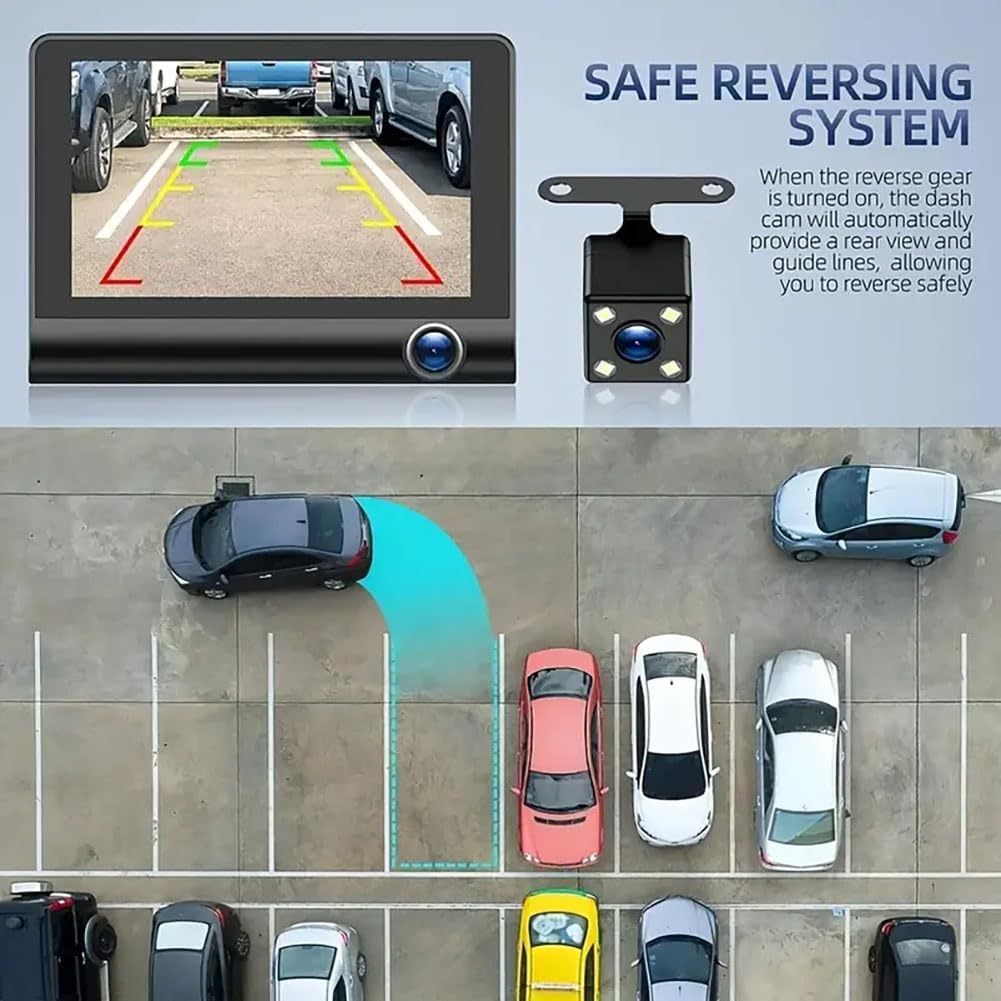 Hot Deals Hd 1080P Dashcam Mobil 3 Lens Camera 4 Inch Screen Dash Cam Night Vision Loop Recording