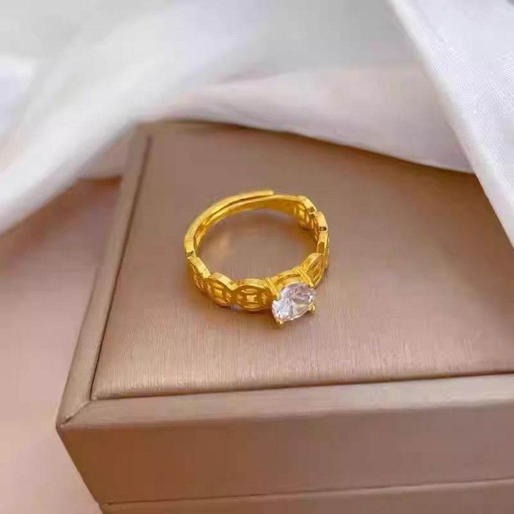 cincin titanium permata putih Elegan