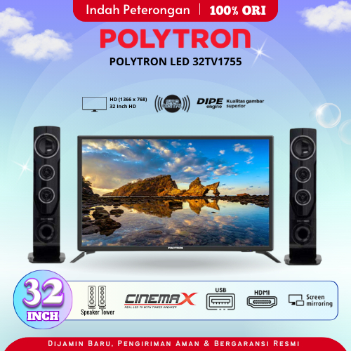 LED TV 32 INCH POLYTRON PLD-32TV1755 HD READY/ LED TV Tower / LED TV Murah Jombang