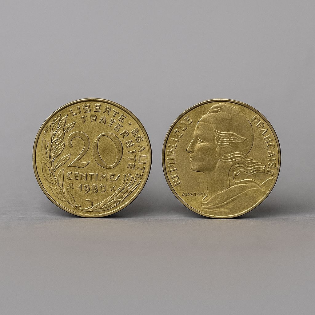 koleksi koin kuno Koin 20 Centimes Prancis Tahun 1977