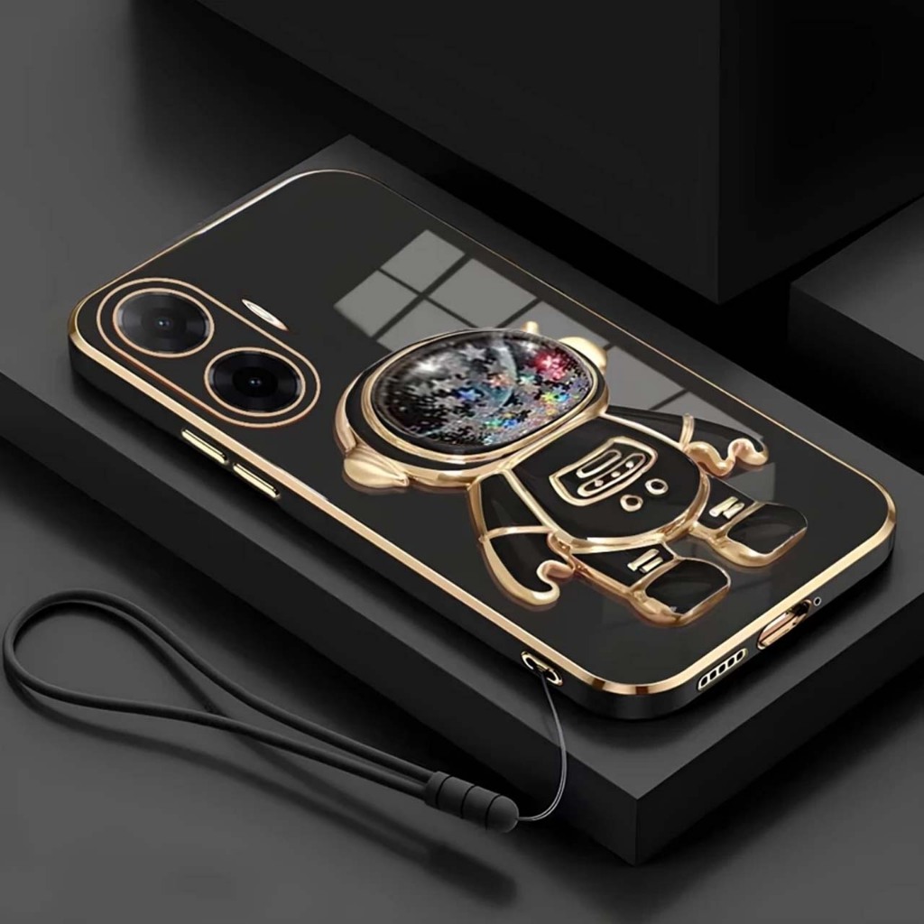 SoftCase XIAOMI POCO F7 Casing Terbaru Softcase Stand Holder Astronot Luxury Plating