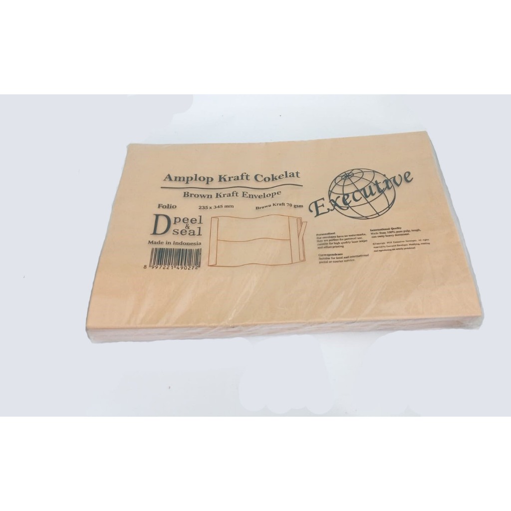 

1 pack isi 50 lembar Amplop kraf coklat ukuran Folio Executive