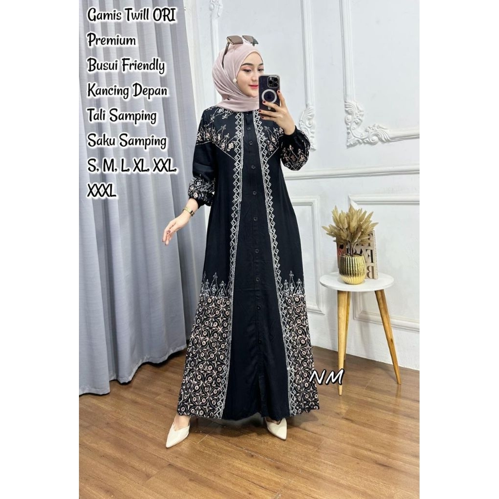 Gamis twill motif/gamis twill ori/gamis twill aksara jawa/gamis twill arab/gamis twill polos/homedre