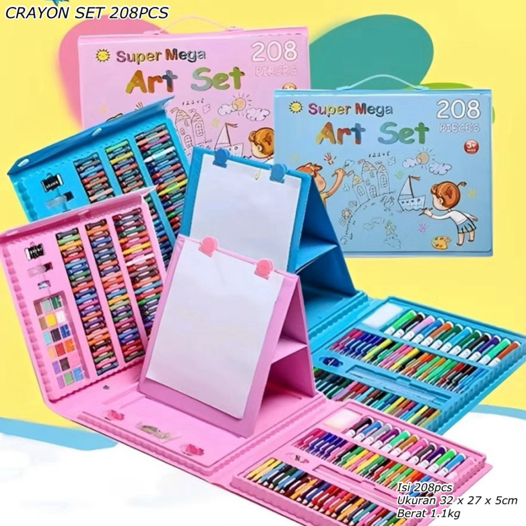 

CRAYON SET 208PCS || ALAT MENGGAMBAR MELUKIS ANAK || CRAYON CAT AIR PENSIL