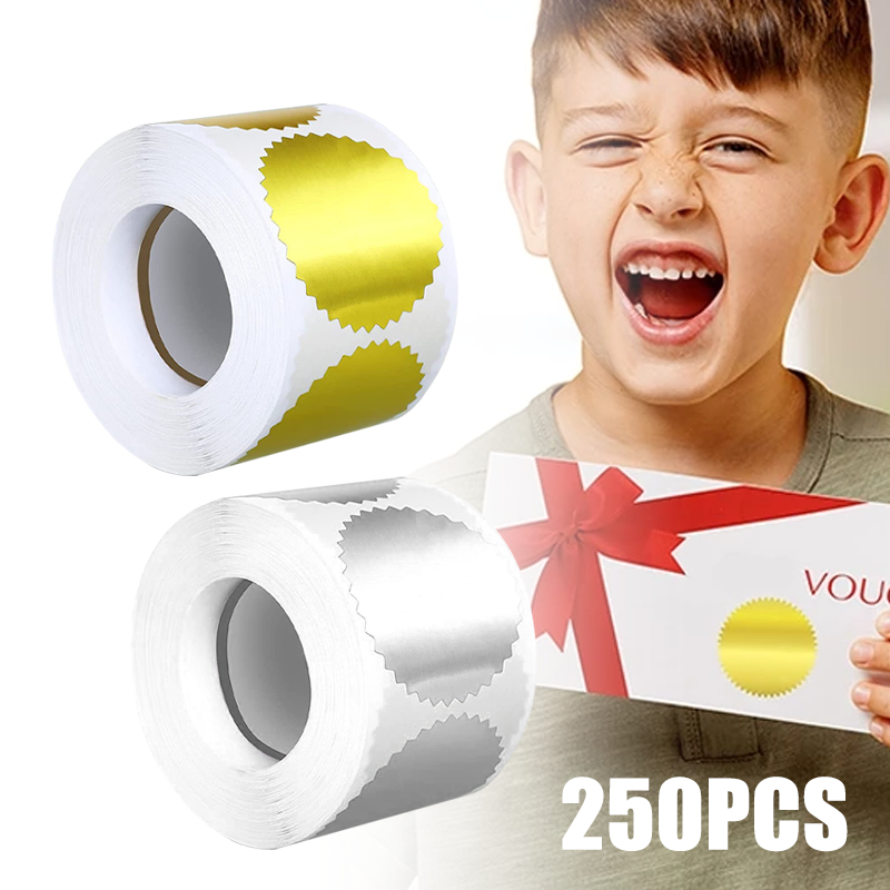 250pcs Sticker Gold Emboss Sertifikat Sticker Logo Emboss Emas Perak Stiker Emas Segel Label Kemasan