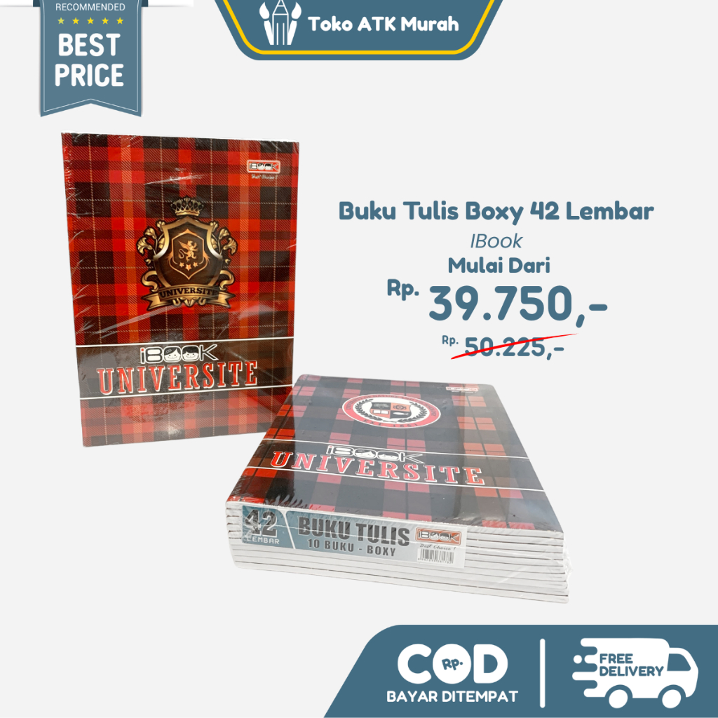 Buku Tulis Boxy 42 Lembar iBook - Buku Tulis Sekolah Ukuran BigBoss (1 Pak isi 10 Lembar)