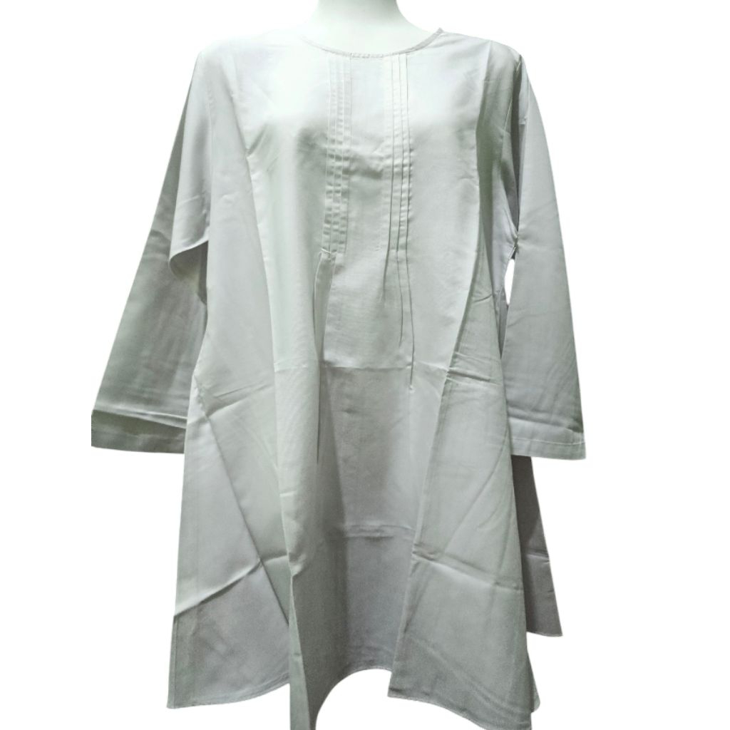 Blus Tunik Lengan Panjang Wanita Warna Putih