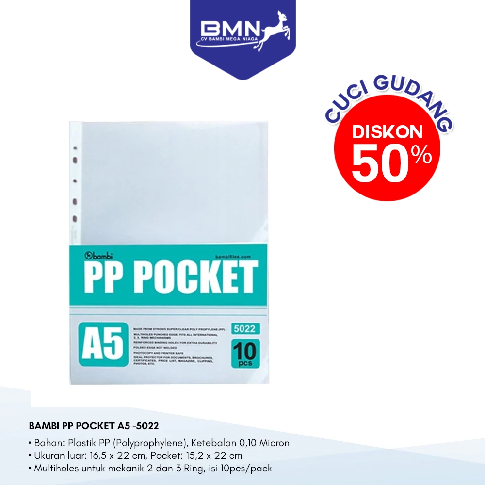 

Bambi Document Pocket A5 Transparant Tebal 0.10 mic kode 5022 (CUCI GUDANG)