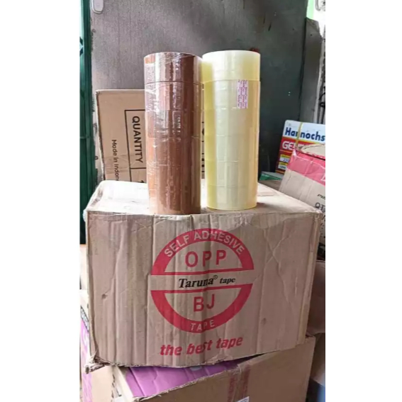 

1Dus Lakban Besar Bening Putih 45mm 100 yard Taruna / Isolasi Coklat / Selotip Perekat Paket 1Dus 72