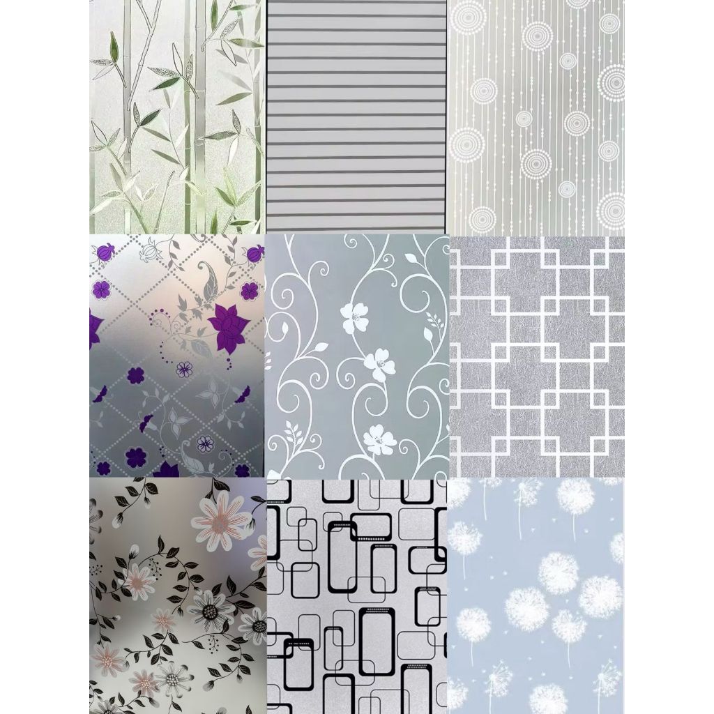 Stiker Kaca Jendela Rumah Kantor Sticker Polos Motif Kotak Sandblast Lebar 90 cm