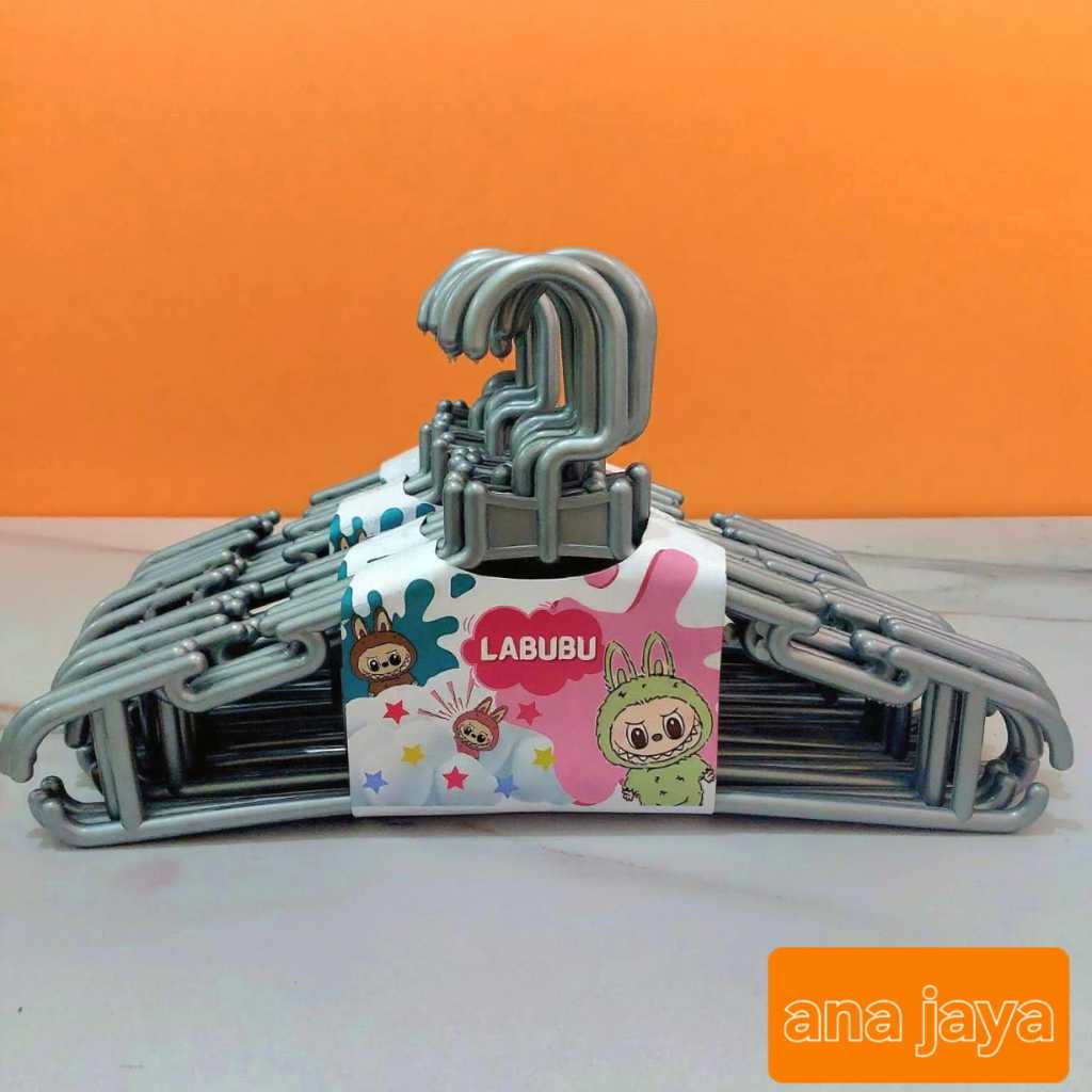 Pinkprtals Hanger Plastik Silver 38 Cm Paket Hemat 2 Lusin (24 Pcs) Tebal & Awet