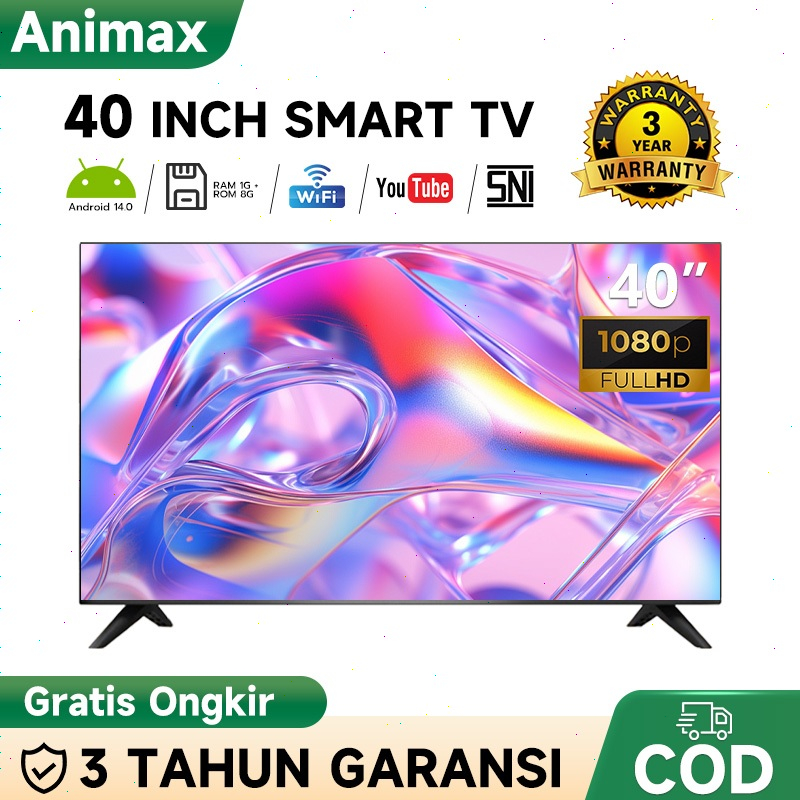 Animax Sakura Android 32/40/43 inch TV Smart LED 43 Inch FHD TV Digital TV Android 12.0 WIFI-WEB Bro