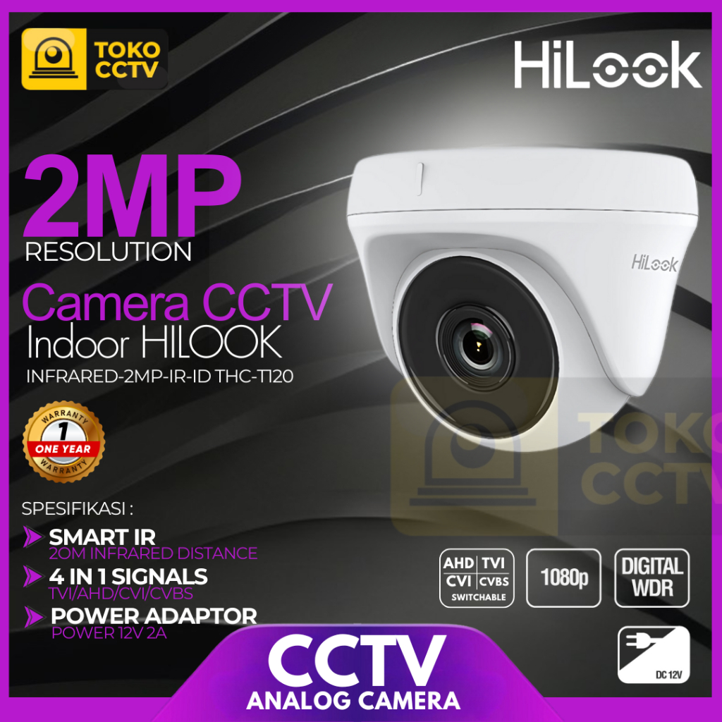 Kamera CCTV HILOOK 2MP Indoor Cam Infra Red Night Vision | Full HD 1080p Bergaransi