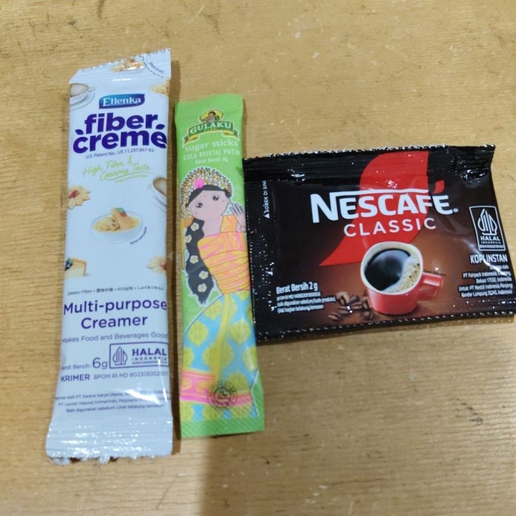 

kopi manis nescafe classic , fiber creme, gulaku