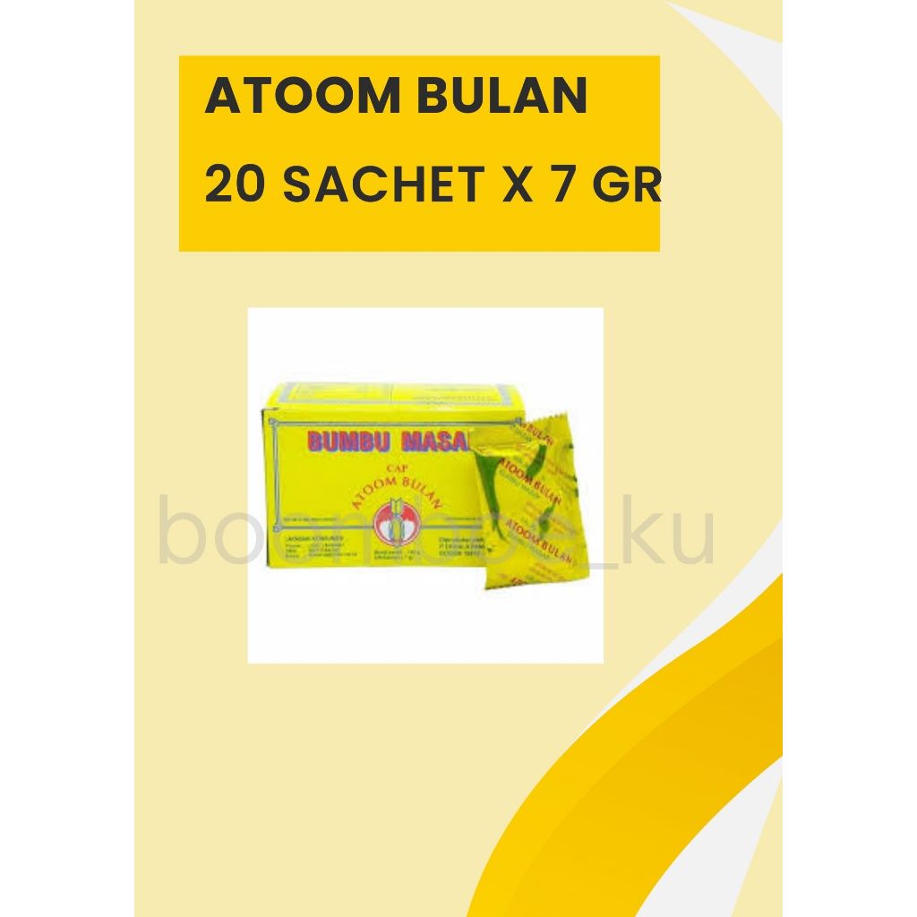 

TERMURAH!! Bumbu Masak Atoom Bulan (20 sachet @7Gr) Harga HEMAT Min Pembelian 2 Box