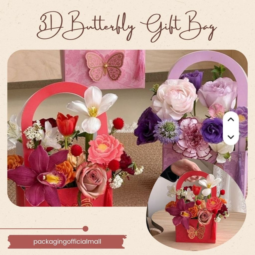 

3D BUTTERFLY GIFT BAG / KERANJANG BUKET BUNGA / AKSESORIS BUKET / FLORIST BAG SUPPLY / FLOWER BASKET / PLASTIC BAG