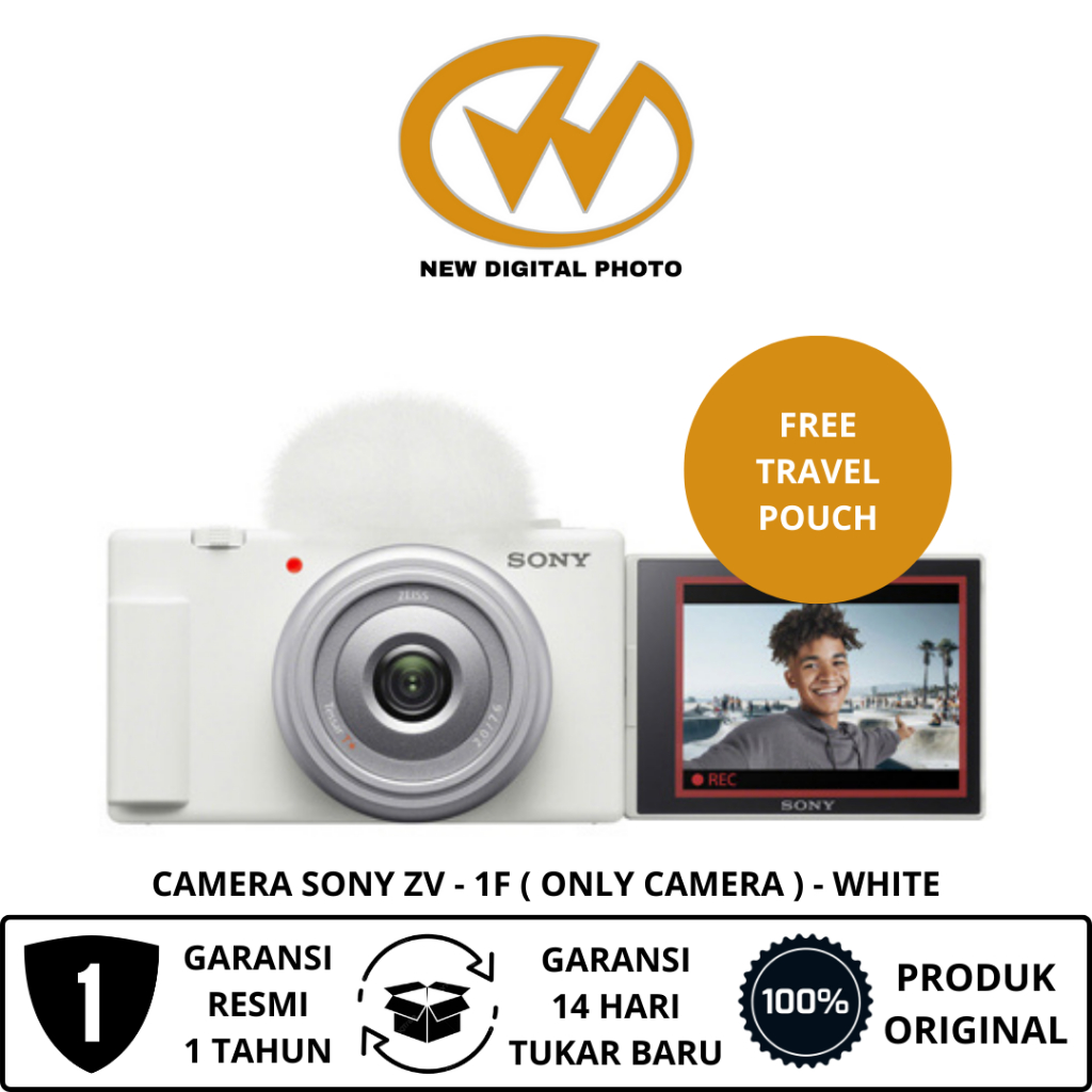 Sony ZV-1F Vlogging Camera / Kamera Digital Sony / Free Travel Pouch - White - Garansi Resmi