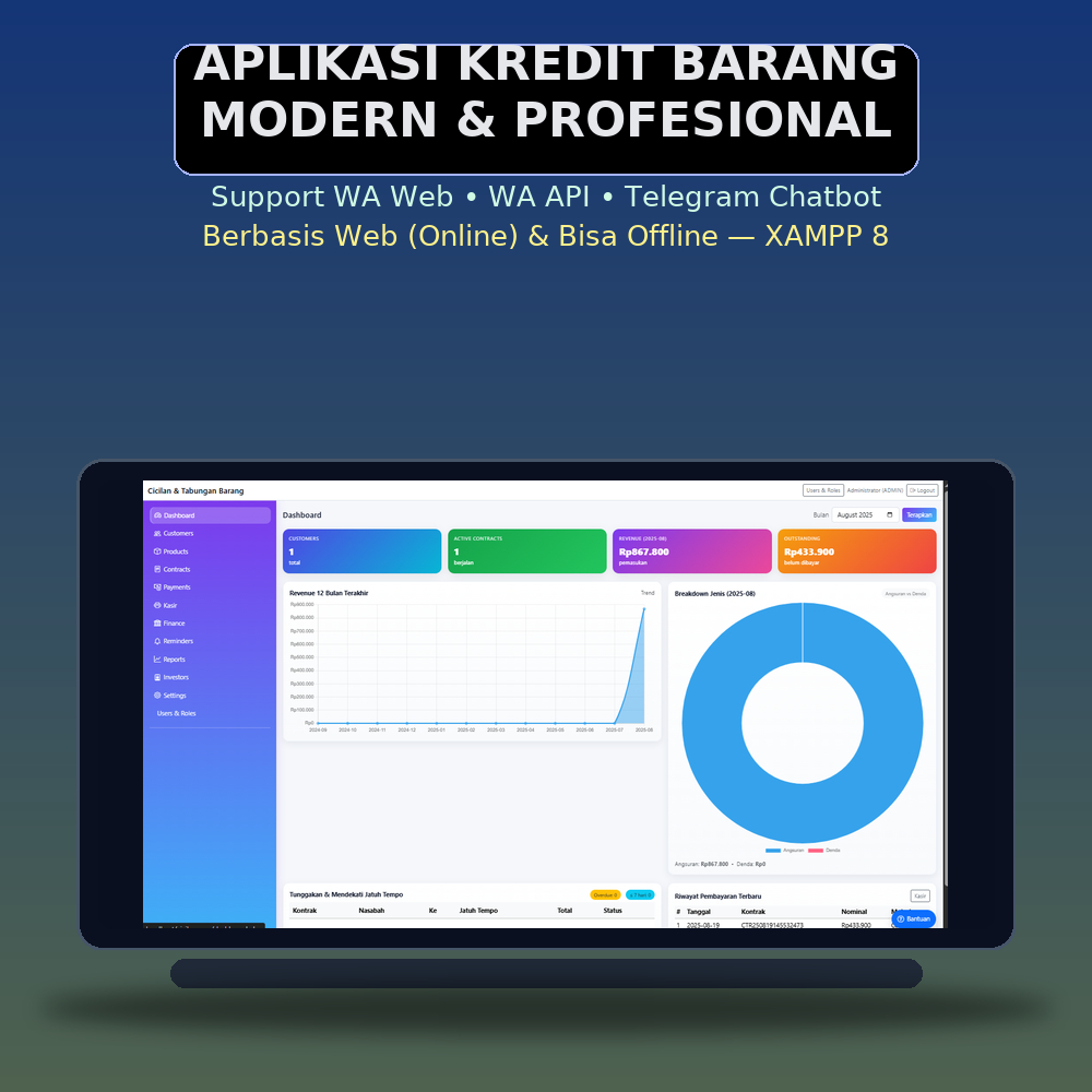 Software Aplikasi Kredit Barang berbasis web bisa offline/online (adaptasi perusahaan)