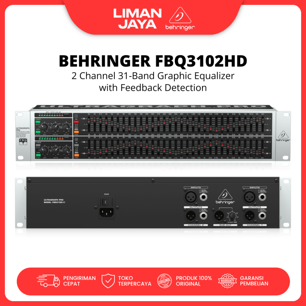 Behringer FBQ3102HD FBQ-3102 FBQ3102 3102 HD Graphic Equalizer 31 Band