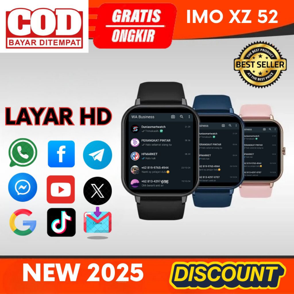 ❰ SPESIAL 2025 ❱ JAM TANGAN IMO XZ 52 COD BISA CUSTOM WALPAPER SMARTWATCH ANAK JAM TANGAN PRIA WANIT
