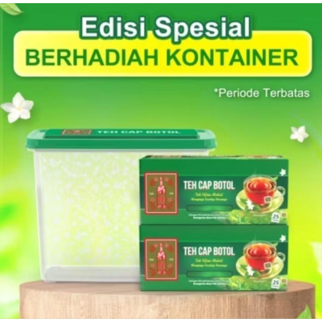 

Teh Cap Botol Teh Hijau Daun Melati isi 2x50 Teabags + free BOX