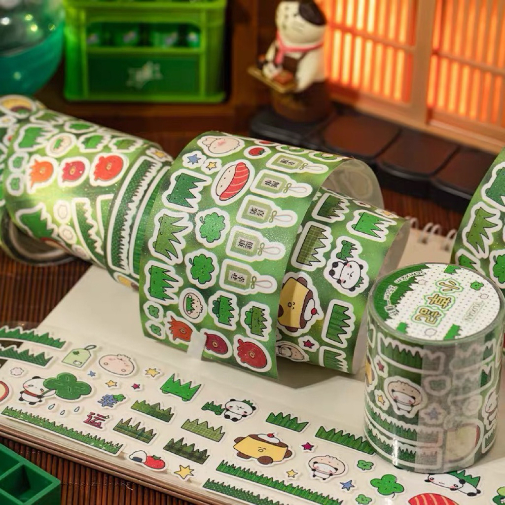 

sticker roll grass clover green japan vibes dekorasi journal readystock B3519