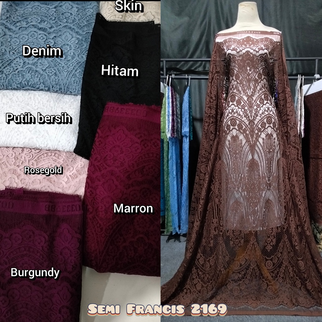 BROKAT, KAIN BROKAT SEMI FRANCIS BAHAN KEBAYA BAHAN KEBAYA MODERN BRUKAT MEWAH