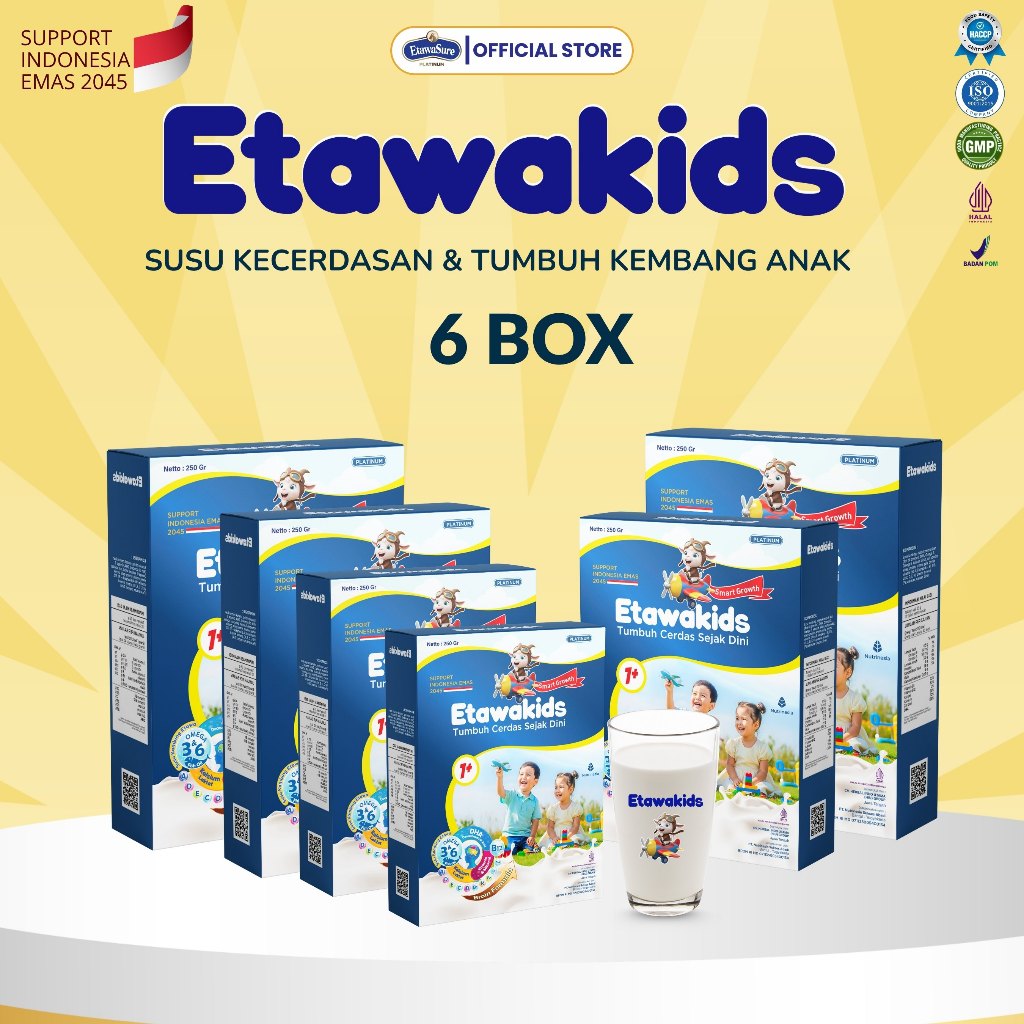 

Etawakids Platinum - Susu Etawa Nutrisi Khusus Kecerdasan dan Tumbuh Kembang Anak Paket 6 BOX