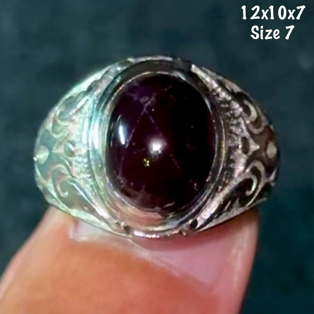 Cincin Batu Akik Natural Garnet Star (asli alam)