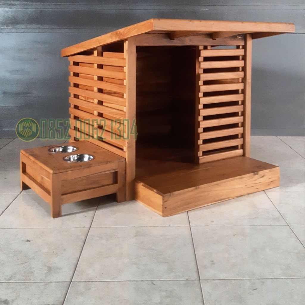 Kandang Rumah Anjing Kayu Jati Estetik Minimalis - Rumah Anjing Kayu - Kandang Kucing - Kandang Hewa